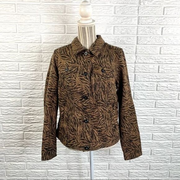 Charter Club Brown & Black Animal Print Jacket - Picture 1 of 6